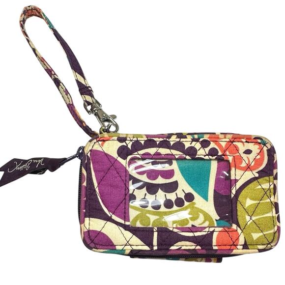 Vera Bradley Plum Crazy Carry It All Wristlet with ID Window RETIRED 6X4 Wallet - Picture 1 of 14